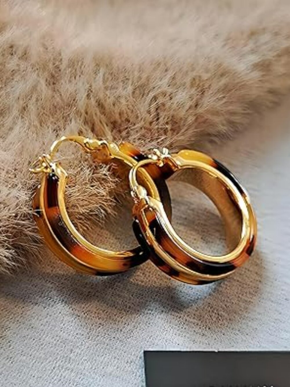 New 14K Gold Plated Chunky Hoop Earring Leopard Print Hoops Round Elegant Set